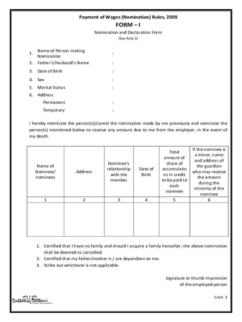 Fillable Online Payment Of Wages Nomination Form Template Fax Email