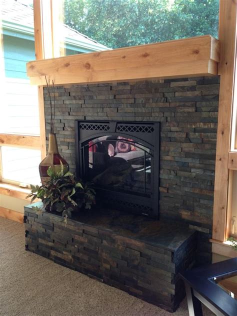 Beautiful Stacked Slate Fireplace www.colortilesalem.com | Slate ...