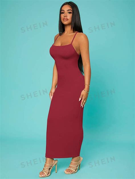 Shein Sxy Solid Criss Cross Backless Bodycon Dress Shein Usa