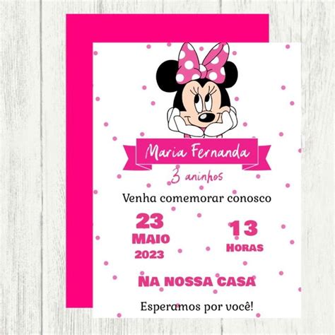 Convite Virtual Minnie Rosa Elo Produtos Especiais