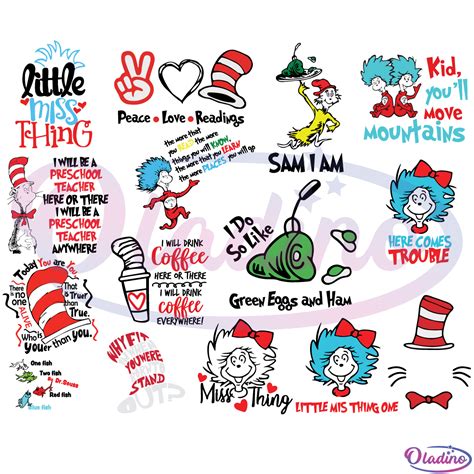 Bundle Peace Love Reading Dr Seuss Svg Digital File Dr Seuss Svg Oladino