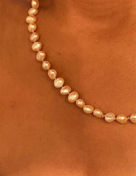 Hand Knotted Pearl Necklace Etsy