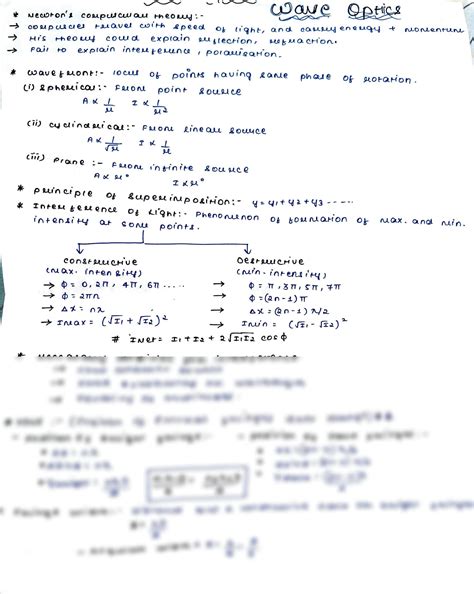 Solution Wave Optics Complete Short Notes And Formula Sheet Studypool