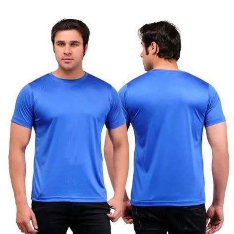 Polyester Round Collar Plain Men Poly Dry Fit T Shirts Large At Rs 90