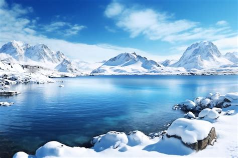 Premium Photo Beautiful Winter Landscape With Snowcapped Mountains