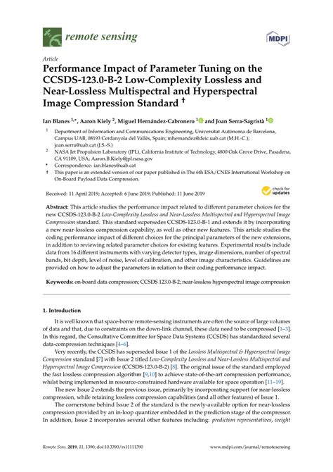 Pdf Performance Impact Of Parameter Tuning On The Ccsds B Low