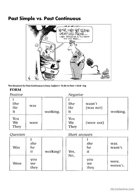 Past Simple Vs Past Continuous Gram English Esl Worksheets Pdf Doc Images