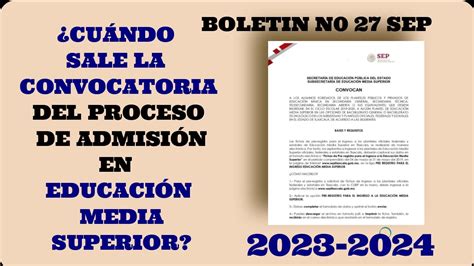 Cu Ndo Sale La Convocatoria Para La Admisi N En Educacion Media