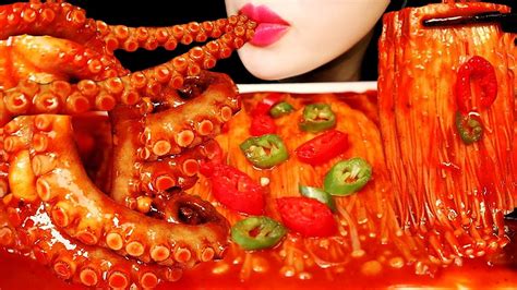 Asmr Spicy Enoki Mushrooms Octopus Eating Show Mukbang