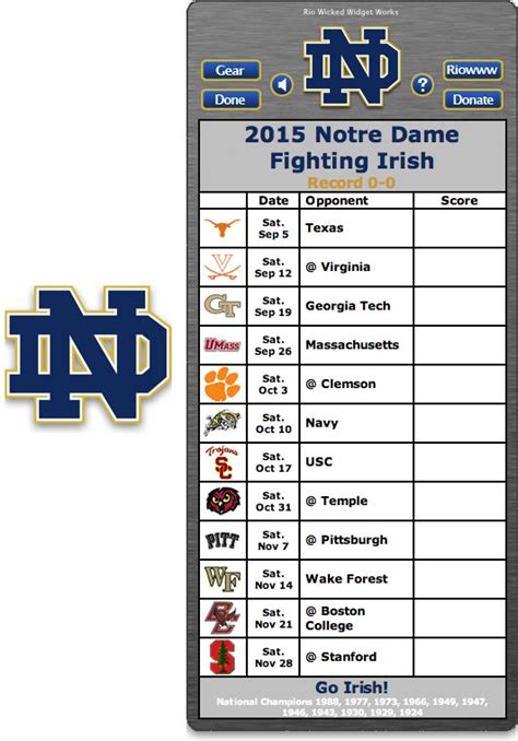 Notre Dame Football Schedule 2024 Printable Wiki Hatty Kordula