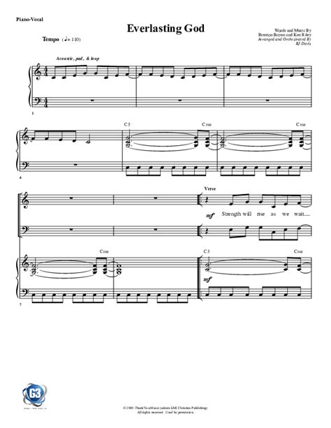 Everlasting God Sheet Music Chris Tomlin Easy Piano 50 Off