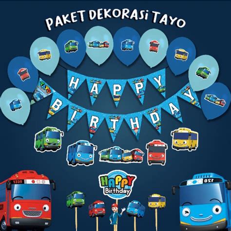 HIASAN DINDING Complete Package Of TAYO Decorations HAPPY BIRTHDAY TAYO