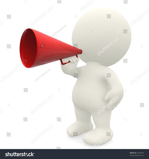 3d Man Giving Announcement Isolated Over Stock Illustration 49329019