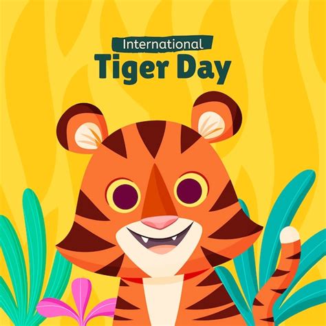 Ilustração plana para conscientização do dia internacional do tigre