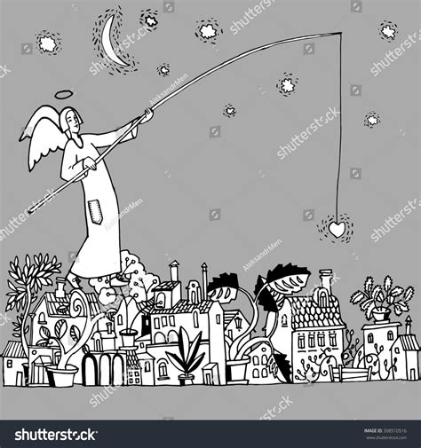 Cartoon Hand Drawing Illustration Night City Stock Vector (Royalty Free) 308510516 | Shutterstock