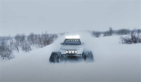 World S First Cybertruck On Tracks Plays In The Snow And It Works For