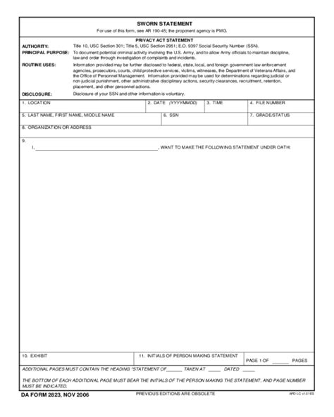 Sworn Statement Fillable Form Printable Forms Free Online