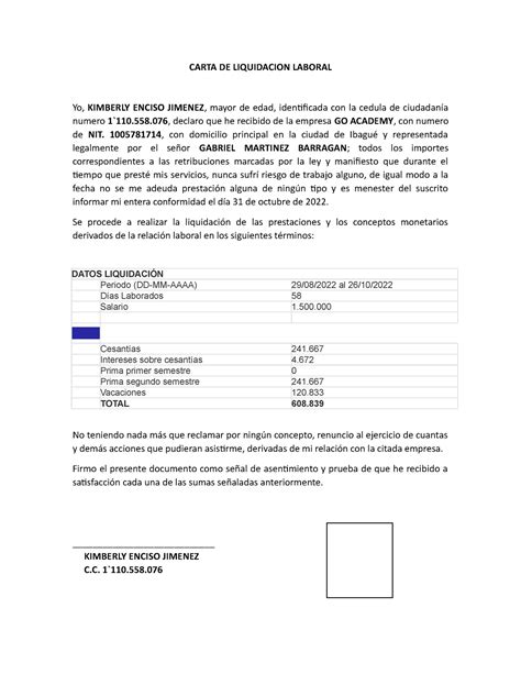 Modelo De Solicitud De Liquidacion Laboral Actualizado Mayo 2022 Porn