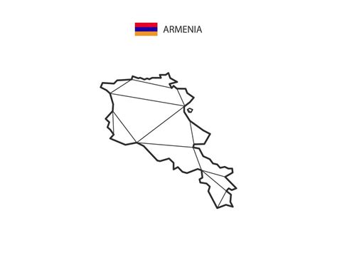 Mosaic Triangles Map Style Of Armenia Isolated On A White Background