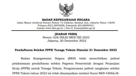 Resmi Pendaftaran Pppk Teknis Dibuka Hari Ini Simak Jadwal Lengkap