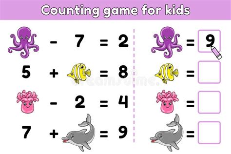 Counting Math Game for Children Stock Vector - Illustration of game ...