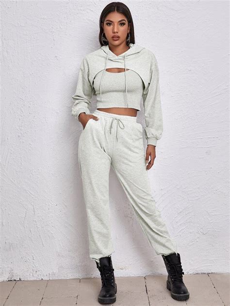 Shein Colorblock Pullover And Contrast Sideseam Sweatpants Set