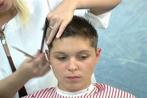 Girl Getting A Barbering Playing With Hair Barber Shop Haircuts