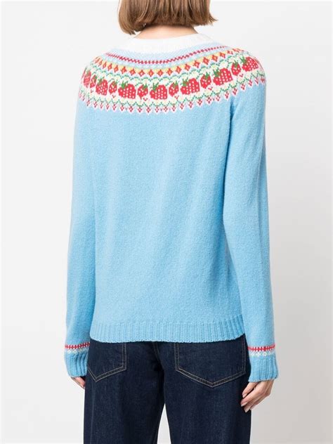 Mackintosh Kelsi Fair Isle Knit Jumper Blue Farfetch