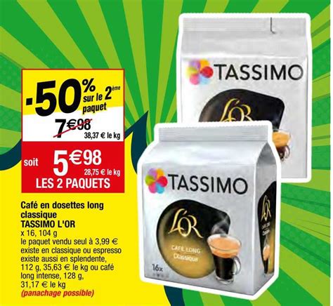 Offre Caf En Dosettes Long Classique Tassimo L Or Chez Migros France