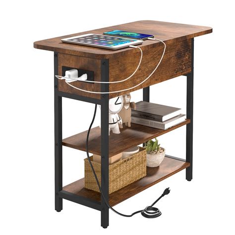 Yoobure End Table With Charging Station Flip Top Side Table With USB