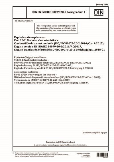 DIN EN ISO IEC 80079 20 2 Berichtigung 1 2018 Explosive Atmospheres