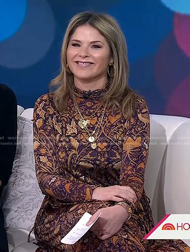 Wornontv Jennas Brown Floral Mock Neck Dress On Today Jenna Bush