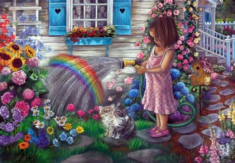 Making Rainbows Water Hose Birds Flowers Rainbow Spray Cats Hd