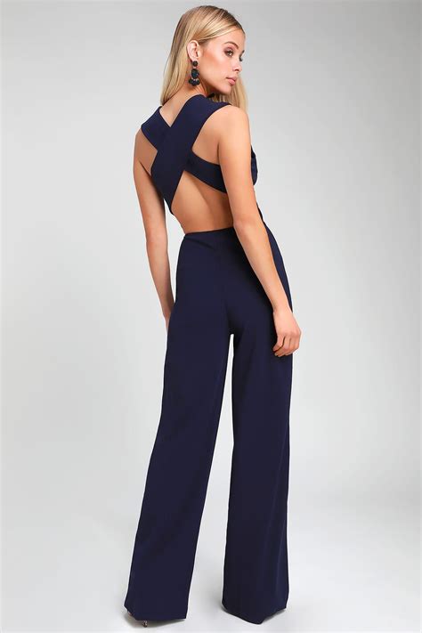 Thinking Out Loud Navy Blue Backless Jumpsuit In 2020 Backless