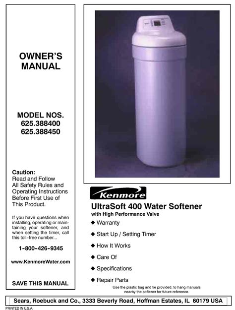 Kenmore Ultrasoft 400 625 3884 Owner S Manual Pdf Download Manualslib