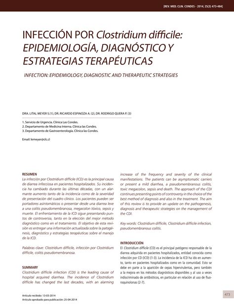 SOLUTION Infeccion Por Clostridium Difficile 2014 Studypool