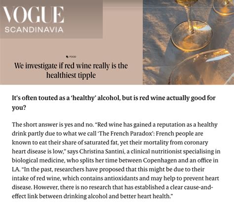 Is red wine healthy? (Interview feature in Vogue Scandinavia) — The ...