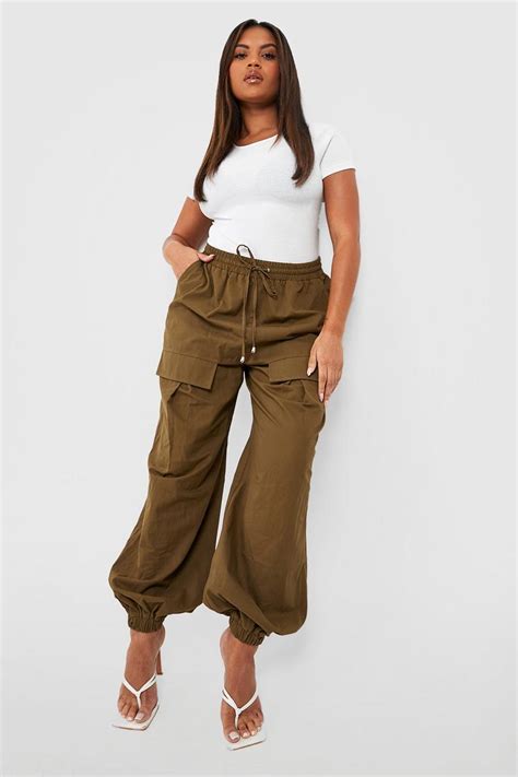 Womens Plus Woven Cargo Jogger Trouser Boohoo Uk