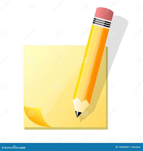 Sticky Note Post It With Pencil Stock Vector Illustration Of Green