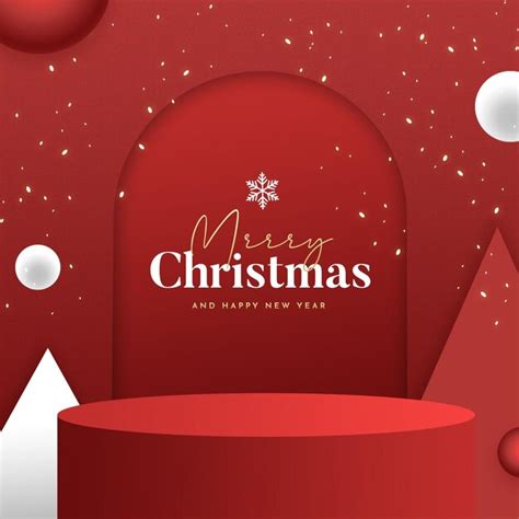 Premium Psd Merry Christmas Banner With Product Display Cylindrical Shape