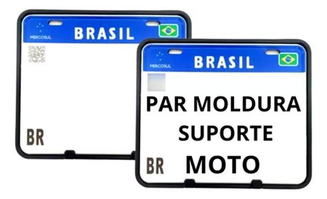 Par Suporte Moldura Acabamento Protetor Placa Mercosul Moto