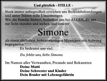 Traueranzeigen Von Simone Trauer Anzeigen De