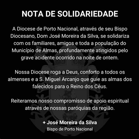 NOTA DE SOLIDARIEDADE Diocese De Porto Nacional