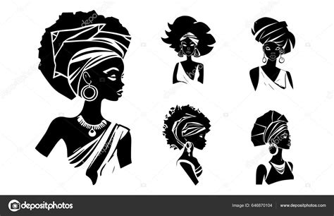 African Woman Vector Illustration Female Africa Black White Silhouette