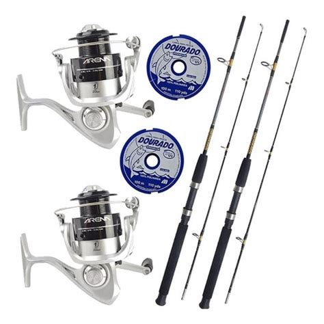 Kit Pesca 2 Molinete Marine Sports Arena 2 Vara 2 Linha Shopee Brasil