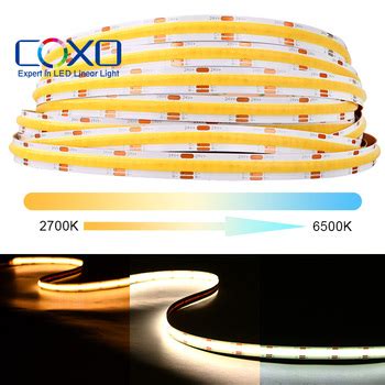 Coxo Cct Cob Led Strip Light Dimmable Three Colour Flexible Ce Rohs Cct