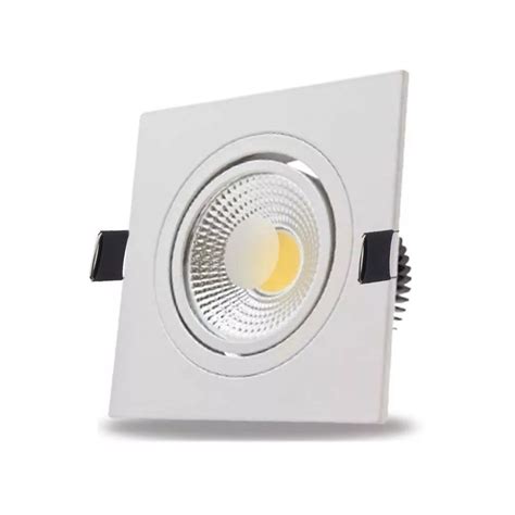 Spot Led Cob Direcionável Embutir Quadrado Branco Quente 3000k 7w A G