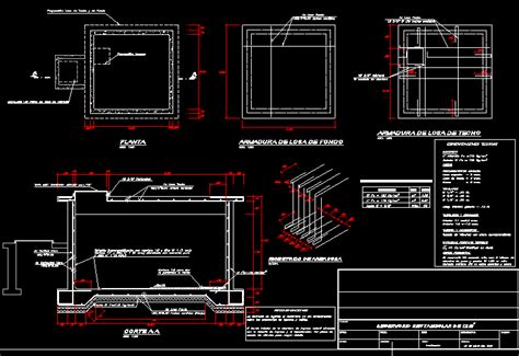 Plano De Reservorio En AutoCAD Librería CAD