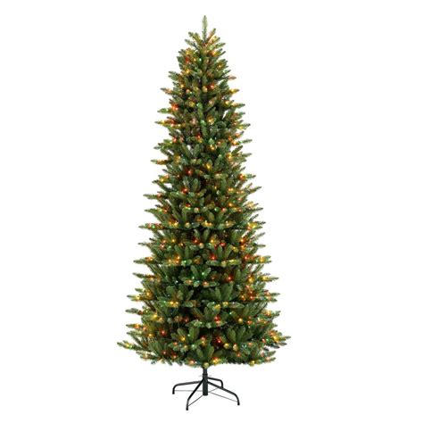 Puleo International 9 Ft Pre Lit Incandescent Slim Fraser Fir Artificial Christmas Tree With