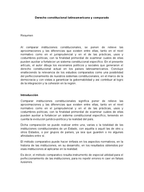 Derecho Constitucional Latinoamericano Y Comparado Pdf America